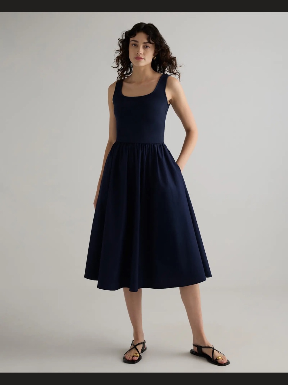 NWT Quince Cotton Mixed Media Midi Dress